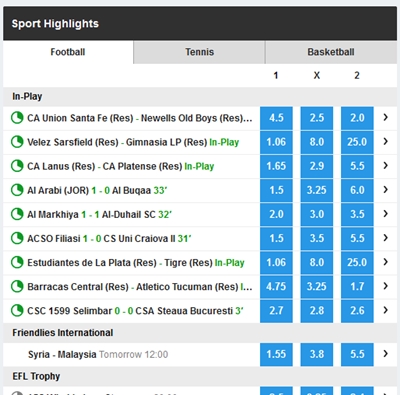 Section “Sports” normale, comme n’importe quel bookmaker
