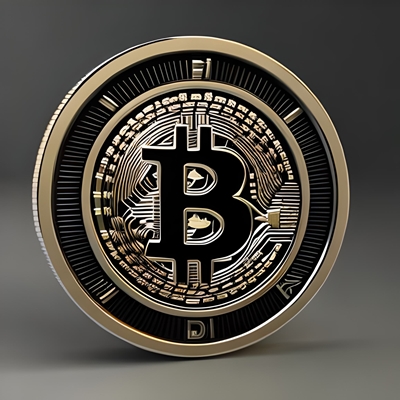 Une pièce de bitcoin en argent